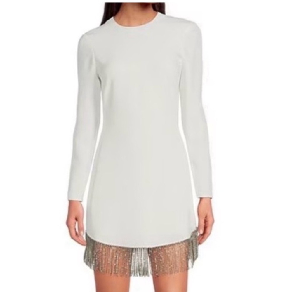 Gianni Bini White Dress with Silver Fringe